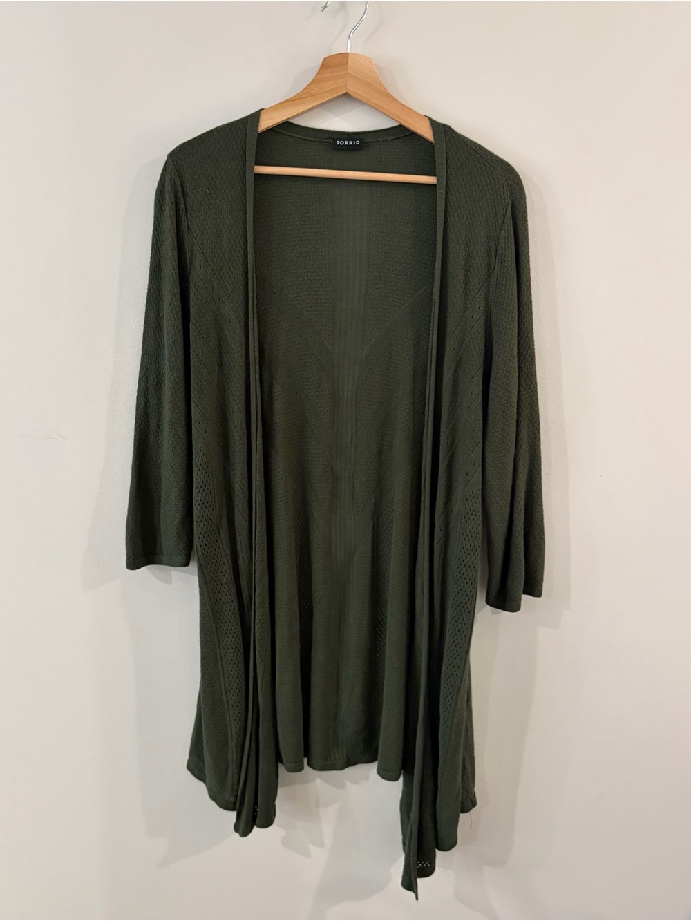 torrid Olive Open-Front Draped Cardigan